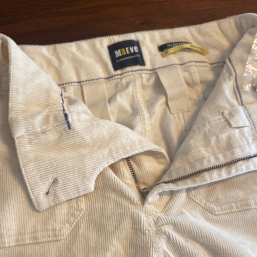 Maeve Cream Corduroy Collette cropped  Pants